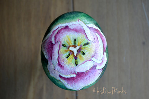 Hand Painted Rock, Painted Tulip, Flower Paperweight, Floral Home Decor, Unique Gift for Her