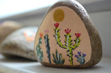 Painted Cactus Rock, Desktop Decor, Cactus Art, Hand Painted Rock Art, Southwestern Decor Art