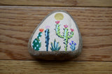 Painted Cactus Rock, Desktop Decor, Cactus Art, Hand Painted Rock Art, Southwestern Decor Art
