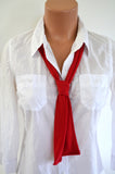 True Red Scarf Women's Neck Tie Lightweight Scarf Hair Tie Red Sash Belt Christmas Necktie hisOpal Red Scarf Cravat Unisex Holiday Tie - hisOpal Swimwear - 3