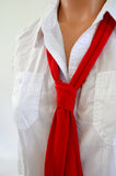 True Red Scarf Women's Neck Tie Lightweight Scarf Hair Tie Red Sash Belt Christmas Necktie hisOpal Red Scarf Cravat Unisex Holiday Tie - hisOpal Swimwear - 4