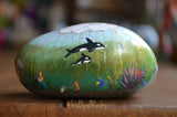 Hand Painted Rock, Ocean Life Art, Ocean Lover's Gift, Painted Stone, Sea Life Paperweight
