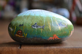 Hand Painted Rock, Ocean Life Art, Ocean Lover's Gift, Painted Stone, Sea Life Paperweight