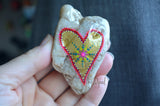 Painted Rock, Heart Shaped Rock, Valentine's Day Gift, Mandala Stone Heart, Boho Decor