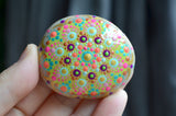 Small Mandala Stone, Bohemian Decor, Hand Painted Rock, Meditation Stone, Boho Gift
