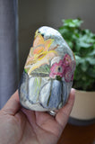 Hand Painted Rock, Desktop Decor, Painted Rock Art, Flower Decor Art, Paperweight