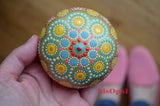 Hand Painted Mandala, Wooden Pebble, Boho Wedding, Southwest Inspired Mandala, Faux Painted Rock