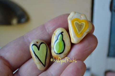 Cute Fridge Magnets, Hand Painted Rock, Mini Magnets, 3 Refrigerator Magnets