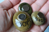 Cute Fridge Magnets, Hand Painted Rock, Yellow Mandala Magnets, 3 Refrigerator Magnets
